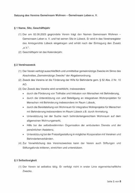 Die Satzung des Vereins